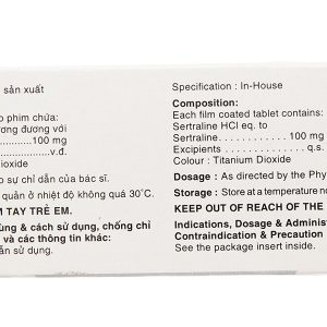 Utralene-100 trị chứng trầm cảm, rối loạn ám ảnh cưỡng bức (10 vỉ x 10 viên)