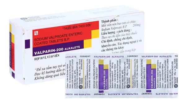 Valparin-200 Alkalets trị động kinh (10 vỉ x 10 viên)