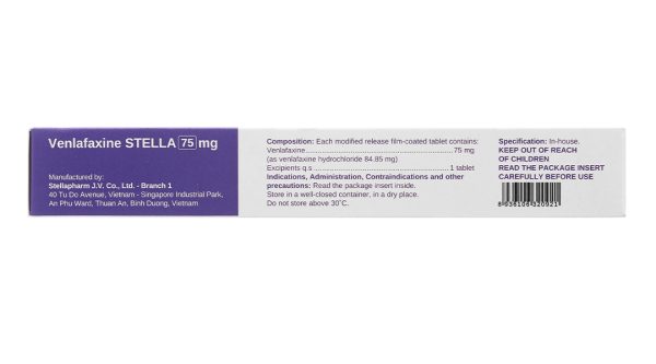 Venlafaxine Stella 75mg trị trầm cảm (2 vỉ x 14 viên)