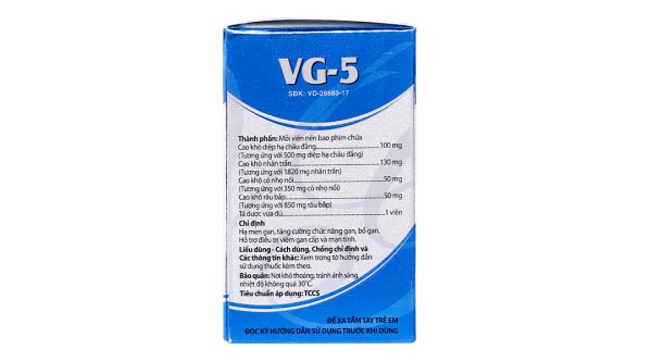 VG-5 hạ men gan, tăng cường chức năng gan, bổ gan lọ 40 viên