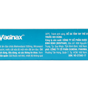 Viên đặt âm đạo Vaginax trị viêm âm đạo do nhiễm khuẩn, nhiễm nấm (2 vỉ x 7 viên)