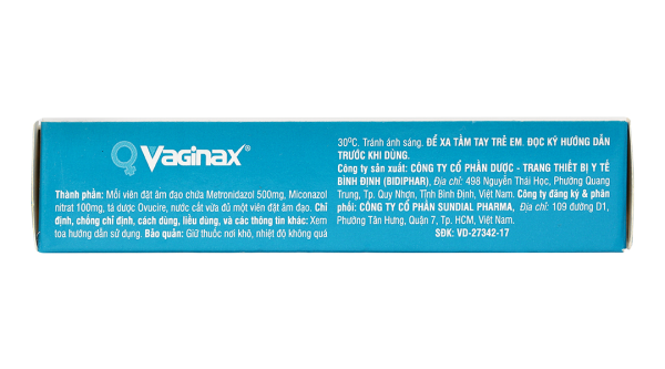 Viên đặt âm đạo Vaginax trị viêm âm đạo do nhiễm khuẩn, nhiễm nấm (2 vỉ x 7 viên)