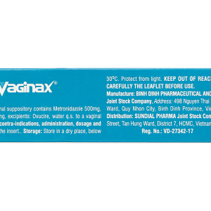 Viên đặt âm đạo Vaginax trị viêm âm đạo do nhiễm khuẩn, nhiễm nấm (2 vỉ x 7 viên)