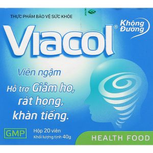 Viên ngậm Viacol không đường hỗ trợ giảm ho, đau rát họng hộp 20 viên