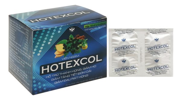 Viên ngậm Hotexcol hỗ trợ giảm ho, đau rát họng hộp 40 viên