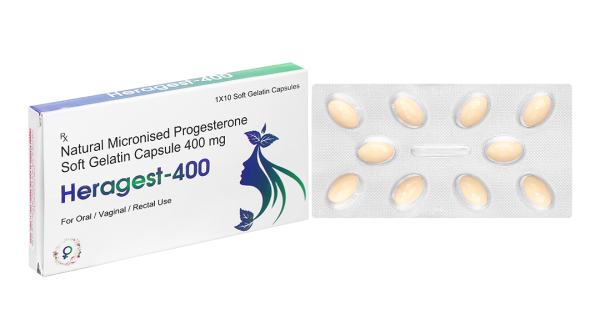 Viên nội tiết tố Heragest-400 hỗ trợ dự phòng sảy thai, vô sinh nữ (1 vỉ x 10 viên)