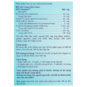 Acnacare hỗ trợ giảm mụn, viêm tuyến bã nhờn hộp 30 viên