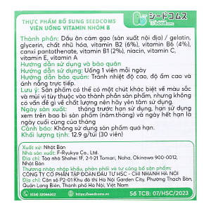Seedcoms Vitamin B hỗ trợ chuyển hóa năng lượng, phục hồi sức khỏe gói 30 viên