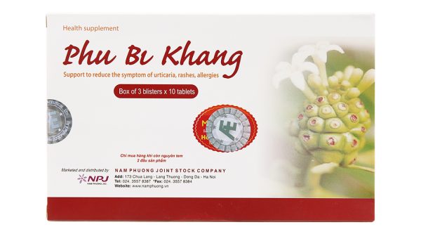 Phụ Bì Khang hỗ trợ giảm mề đay, mẩn ngứa hộp 30 viên