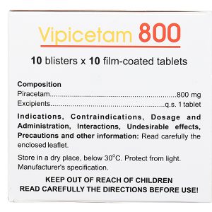 Vipicetam 800 trị rung giật cơ nguồn gốc vỏ não (10 vỉ x 10 viên)