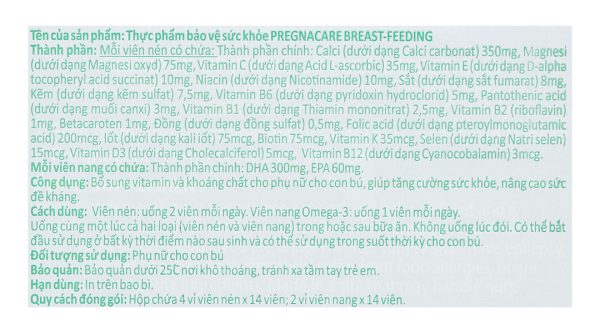 Vitabiotics Pregnacare breast-feeding bổ sung vitamin cho phụ nữ cho con bú hộp 84 viên