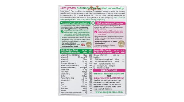 Vitabiotics Pregnacare Plus Omega 3 bổ sung vitamin & khoáng chất cho bà bầu hộp 56 viên