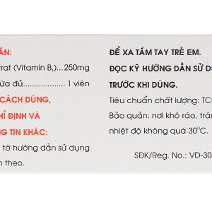 Vitamin B1 Mekophar 250mg trị các bệnh thiếu vitamin B1 (10 vỉ x 10 viên)