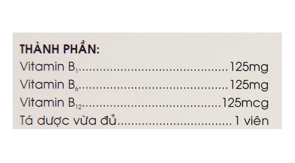 Vitamin B1-B6-B12 Mekophar trị rối loạn thần kinh, đau nhức (10 vỉ x 10 viên)