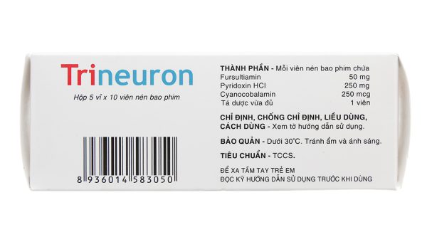 Trineuron trị bệnh do thiếu vitamin nhóm B (5 vỉ x 10 viên)