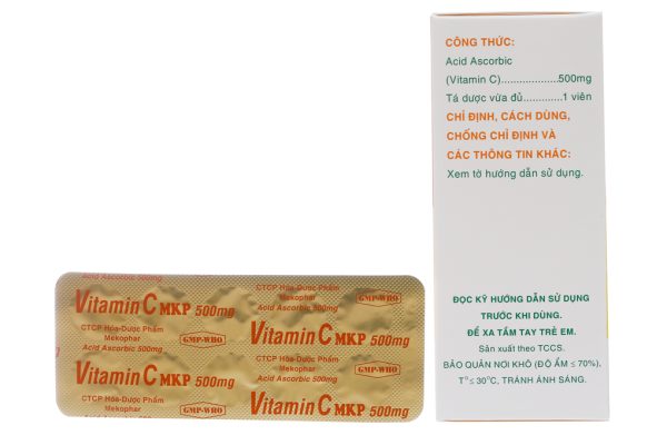 Vitamin C MKP 500mg trị thiếu vitamin C (20 vỉ x 10 viên)