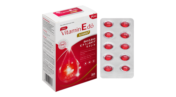 Vitamin E đỏ Kawa hạn chế lão hóa, làm đẹp da hộp 30 viên