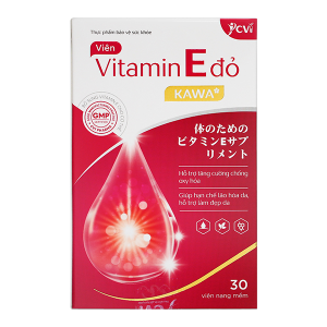 Vitamin E đỏ Kawa hạn chế lão hóa, làm đẹp da hộp 30 viên