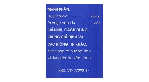 Vitamin PP Mekophar 500mg trị thiếu nicotinamide lọ 100 viên