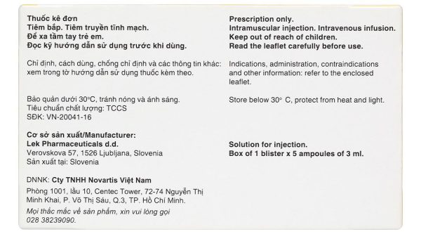 Dung dịch tiêm Voltaren 75mg/3ml trị đợt cấp viêm và thoái hóa khớp (5 ống x 3ml)