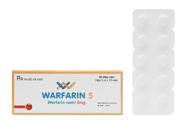 Warfarin 5 SPM phòng và trị huyết khối tĩnh mạch (3 vỉ x 10 viên)