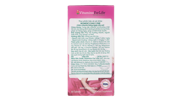 Women's Daily One bổ sung vitamin và khoáng chất cho phụ nữ chai 60 viên