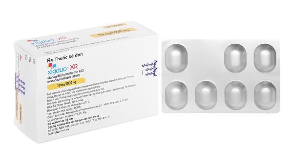 Xigduo XR 10mg/1000mg trị đái tháo đường tuýp 2 (4 vỉ x 7 viên)