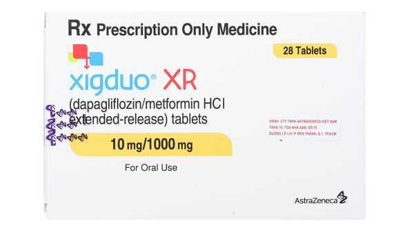 Xigduo XR 10mg/1000mg trị đái tháo đường tuýp 2 (4 vỉ x 7 viên)