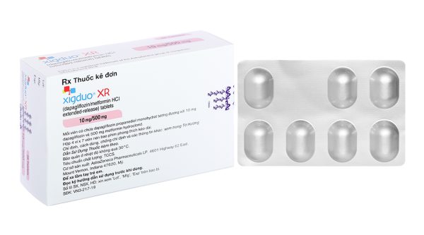 Xigduo XR 10mg/500mg trị đái tháo đường tuýp 2 (4 vỉ x 7 viên)