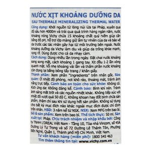 Xịt khoáng Vichy Eau Thermale Mineralizing Thermal Water giữ ẩm, bảo vệ da chai 50ml