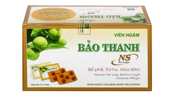 Viên ngậm Bảo Thanh không đường trị ho, bổ phế (20 vỉ x 5 viên)