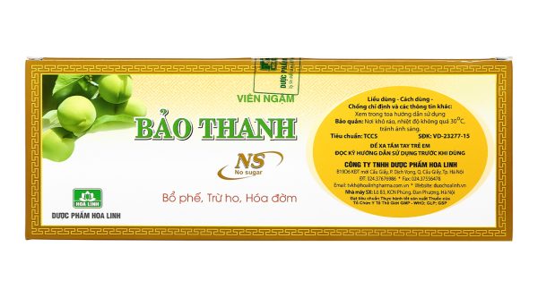 Viên ngậm Bảo Thanh không đường trị ho, bổ phế (20 vỉ x 5 viên)