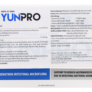 Men vi sinh Yunpro bổ sung lợi khuẩn hộp 60 gói x 2g