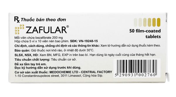 Zafular 200mg trị rối loạn mỡ máu (5 vỉ x 10 viên)