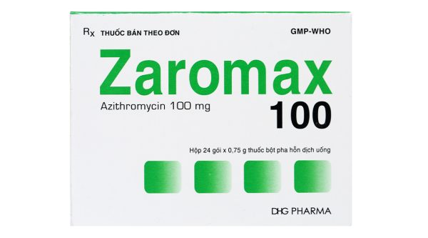 Bột pha hỗn dịch uống Zaromax 100 trị nhiễm khuẩn (24 gói x 0.75g)