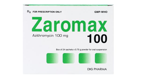 Bột pha hỗn dịch uống Zaromax 100 trị nhiễm khuẩn (24 gói x 0.75g)