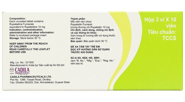 Zealargy 10mg điều trị triệu chứng viêm mũi dị ứng (3 vỉ x 10 viên)