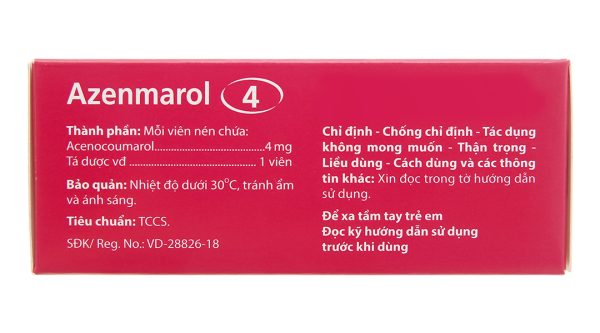 Azenmarol 4 phòng và trị huyết khối (10 vỉ x 10 viên)