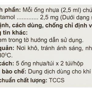 Dung dịch Zensalbu Nebules 2.5mg/2.5ml trị hen cấp, cơn co thắt phế quản (2 vỉ x 5 ống)