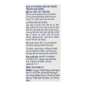 Bột pha hỗn dịch uống Zitromax 200mg/5ml trị nhiễm khuẩn lọ 600mg/15ml