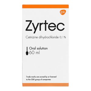 Dung dịch uống Zyrtec 0.1% giảm triệu chứng viêm mũi dị ứng, mề đay chai 60ml