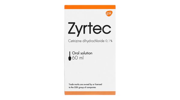 Dung dịch uống Zyrtec 0.1% giảm triệu chứng viêm mũi dị ứng, mề đay chai 60ml